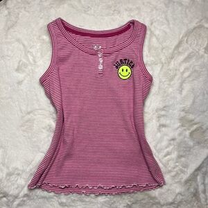 Justice Smiley Henley Tank Top